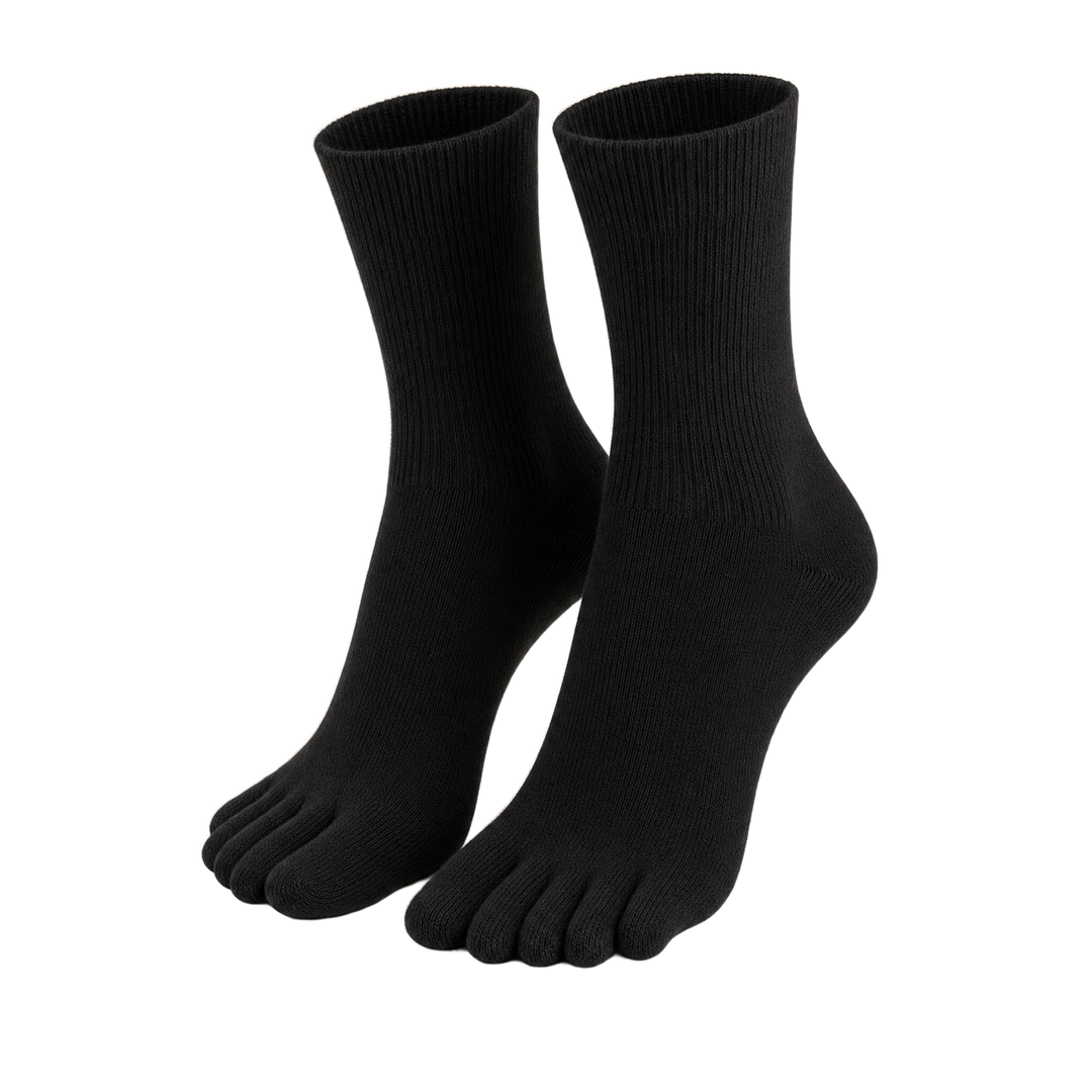 Pentoe black five-toe crew socks